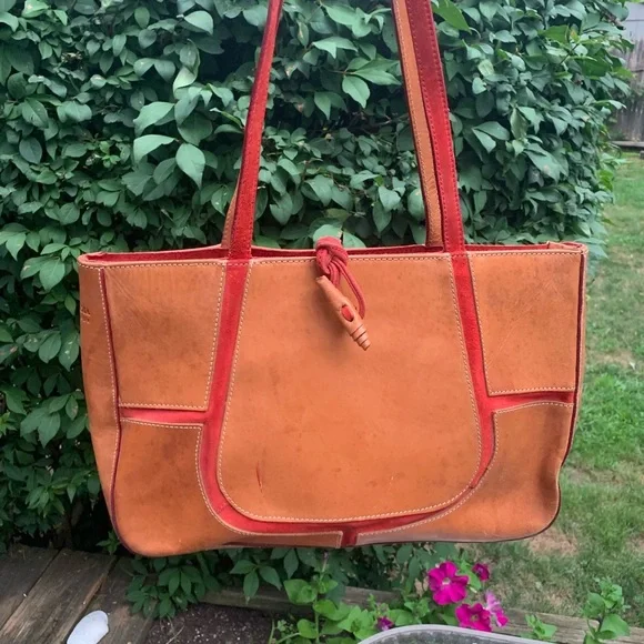 Claudia Firenze brown leather bag with red suede - Picture 1 of 8
